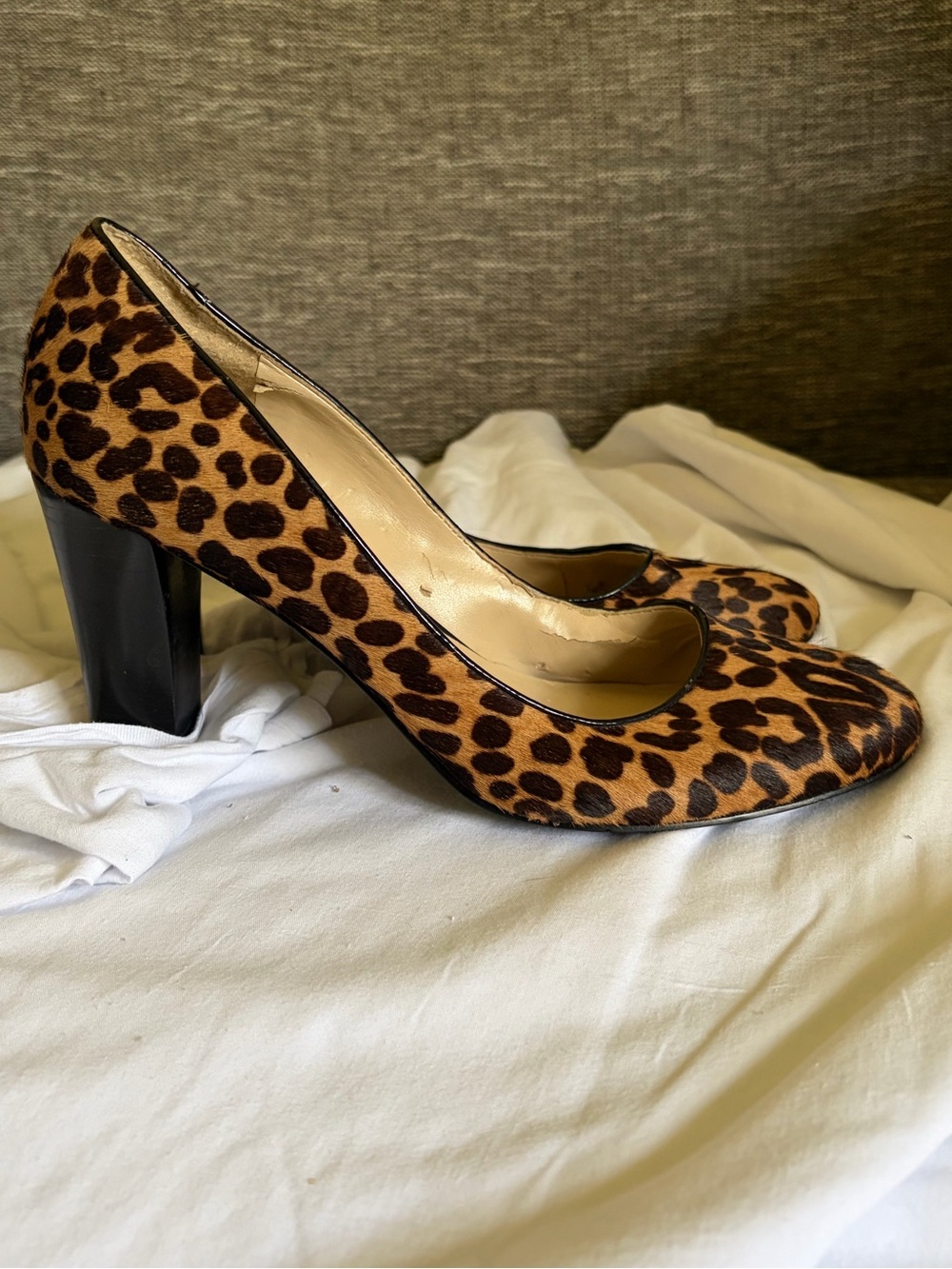 Nine West Leopard-Print Block Heel Pumps in Brown and Black